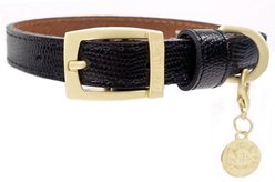 Hartman & Rose Park Avenue Leather Dog Collar, Black, Medium: 13 to 16-in neck, 1-in wide slide 1 of 5