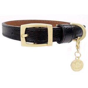 Hartman & Rose Park Avenue Leather Dog Collar, Black, Medium: 13 to 16-in neck, 1-in wide