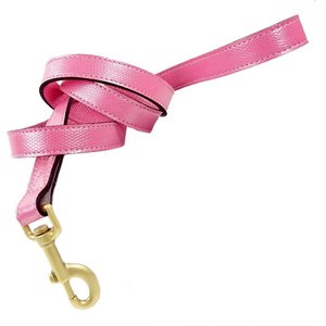 Hartman & Rose Park Avenue Leather Dog Leash, Pink, 4-ft long, 3/4-in wide