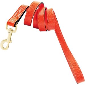 Hartman & Rose Park Avenue Leather Dog Leash, Orange, 4-ft long, 3/4-in wide