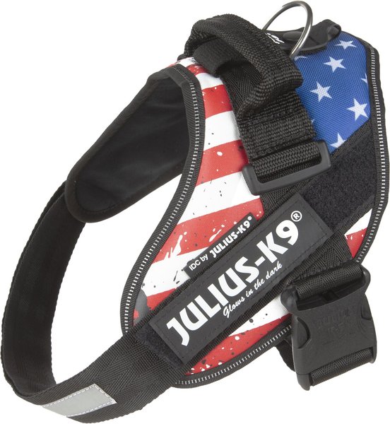 Julius-K9 IDC Powerharness Nylon Reflective No Pull Dog Harness, USA Flag, Size 0: 22.8 to 30-in chest slide 1 of 4