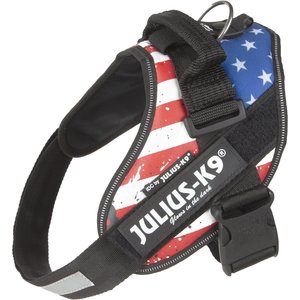 Julius-K9 IDC Powerharness Nylon Reflective No Pull Dog Harness, USA Flag, Size 0: 22.8 to 30-in chest