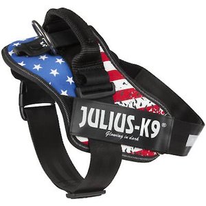 Julius-K9 IDC Powerharness Nylon Reflective No Pull Dog Harness, USA Flag, Size 2: 28 to 37.5-in chest