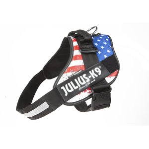 Julius-K9 IDC Powerharness Nylon Reflective No Pull Dog Harness, USA Flag, Size 3: 32.5 to 46.5-in chest