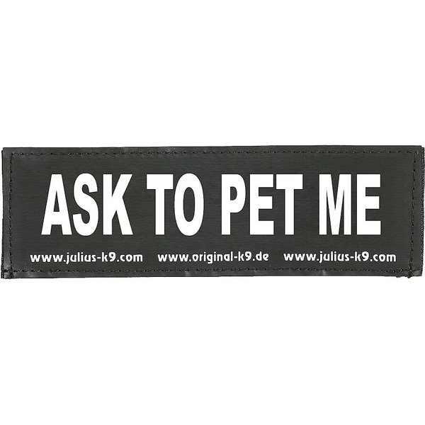 BOSS DOG Ask To Pet Nylon Dog Harness Velcro Patch, Black & White, Large 