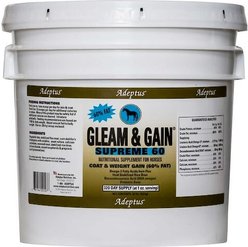 Adeptus Gleam & Gain Supreme 60 Coat & Weight Gain Grain Flavor Powder Horse Supplement, 20-lb tub