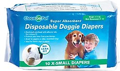 Clean Go Pet Super Absorbent Disposable Male & Female Dog Diapers, X-Small: 9 to 18-in waist, 10 count