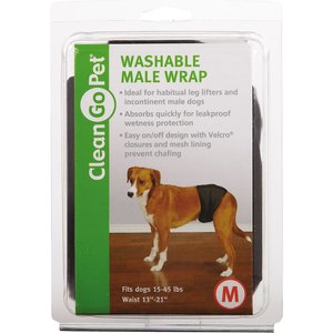 Clean Go Pet Washable Male Dog Wrap, Black, Medium: 13 to 21-in waist