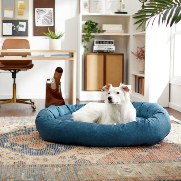 Discontinued FRISCO Faux Linen Round Bolster Dog Bed w/Removable