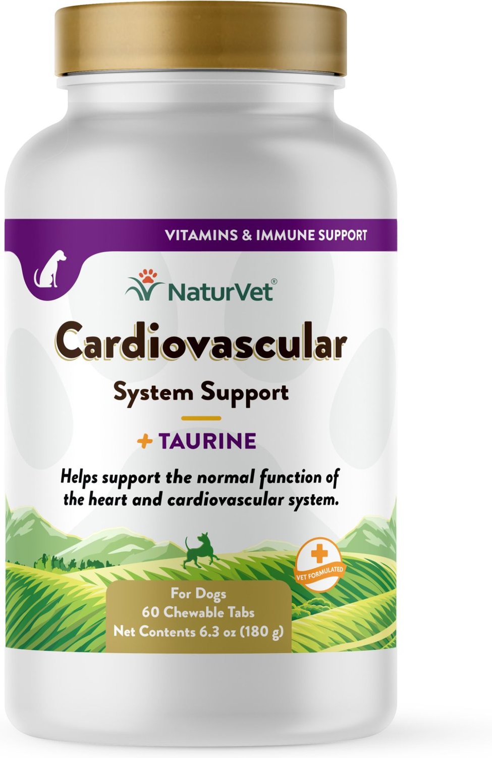 NATURVET Cardiovascular Support Tablets Heart Supplement for Dogs, 60