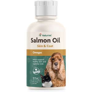 NaturVet Salmon Oil Plus Omegas Liquid Skin & Coat Supplement for Cats & Dogs, 16-oz bottle
