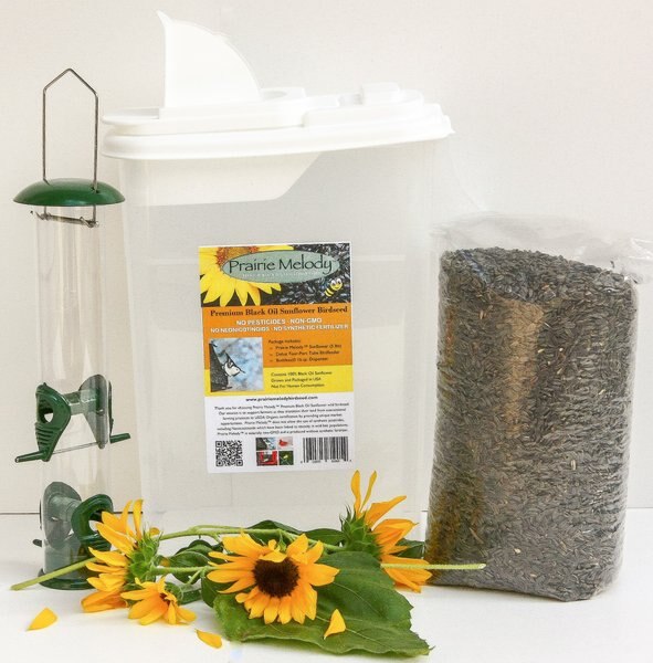 Prairie Melody Birdseed Deluxe Tube Feeder & Premium Black Oil Sunflower Bird Food