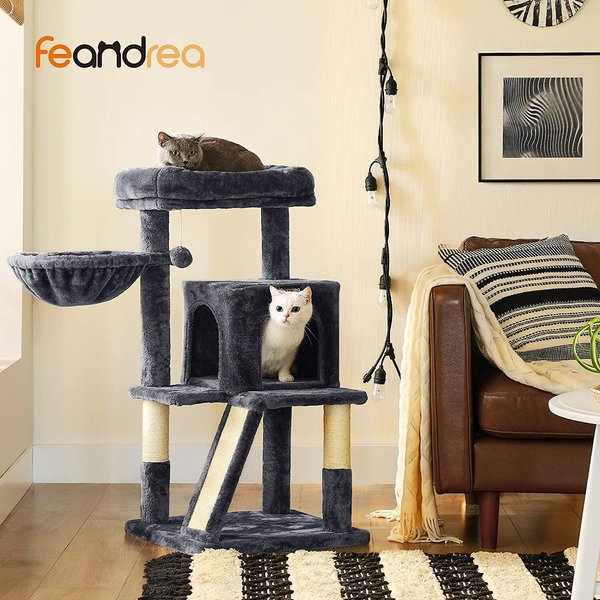 FEANDREA 37.8-in Faux Fleece Cat Tree & Condo, Dark Gray slide 1 of 8