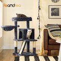 FEANDREA 37.8-in Faux Fleece Cat Tree & Condo, Dark Gray