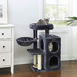 FEANDREA 32.7-in Faux Fleece Cat Tree & Condo, Smoke Gray