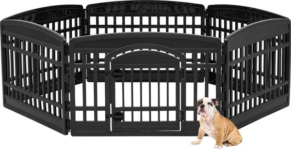 IRIS USA 4-6 Panel Dog Exercise Playpen with Door, 24-in, Black, 6 ...