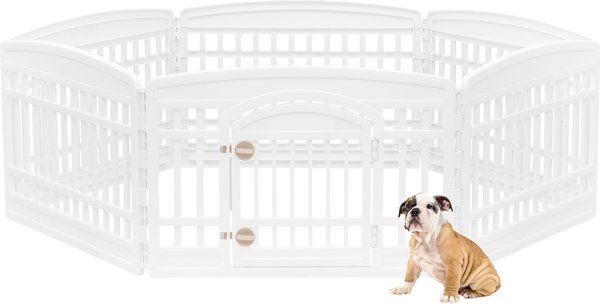 IRIS USA 4-6 Panel Dog Exercise Playpen with Door, 24-in, White slide 1 of 10