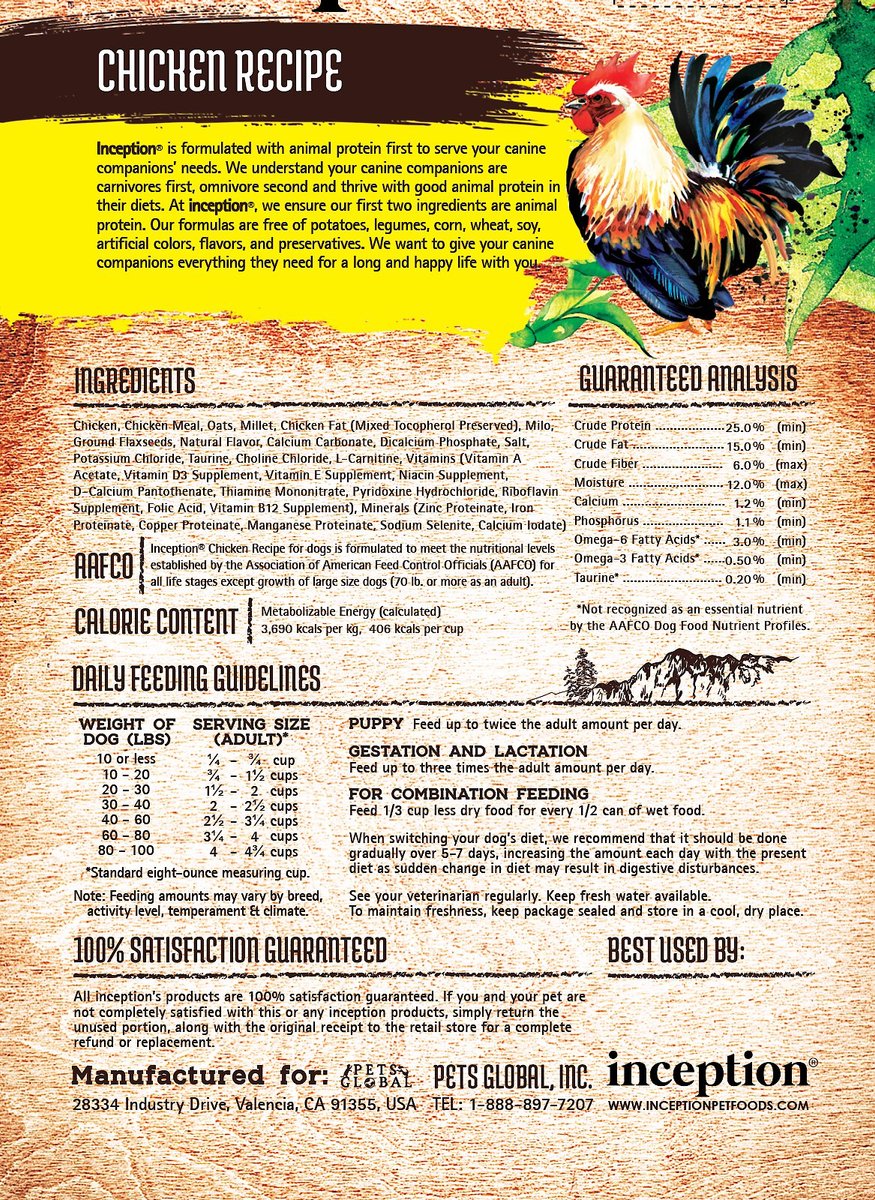 INCEPTION Chicken Recipe Dry Dog Food, 4-lb bag - Chewy.com