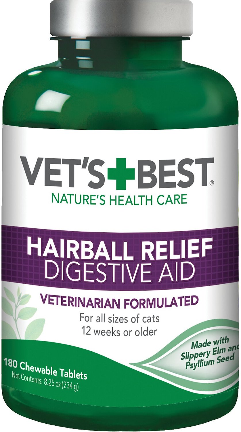 VET'S BEST Chewable Tablets Hairball Control Supplement for Cats, 180