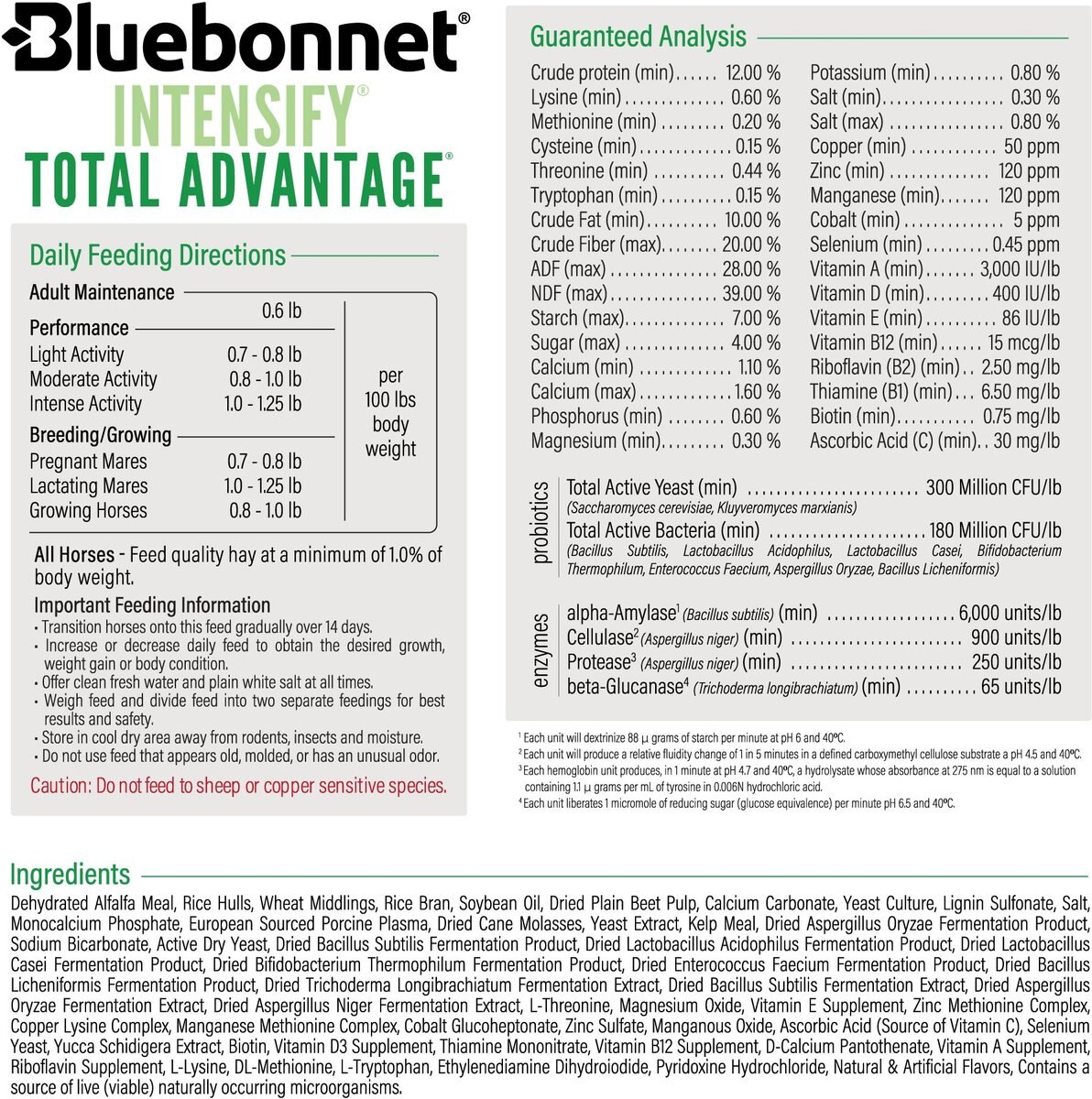 FEEDS Intensify Total Advantage Complete Low Starch Horse