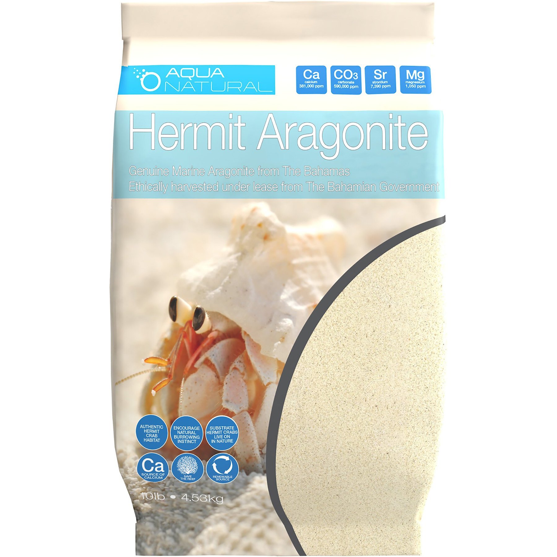 Aqua Natural Hermit Crab Aragonite Aquarium Sand, 10-lb bag