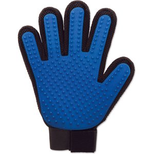 True Touch Five Finger Pet Deshedding & Hair Removal Glove, Blue/Red