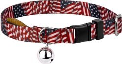 Country Brook Design Patriotic Tribute Polyester Breakaway Cat Collar with Bell, 8 to 12-in neck, 1/2-in wide