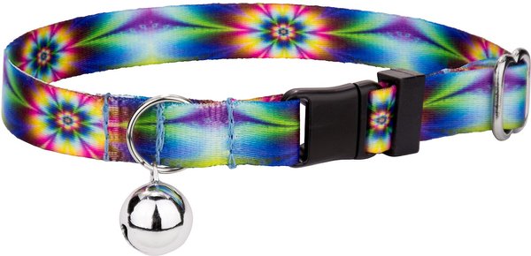 Country Brook Design Tie-Dye Flowers Polyester Breakaway Cat Collar with Bell, 8 to 12-in neck, 1/2-in wide slide 1 of 2