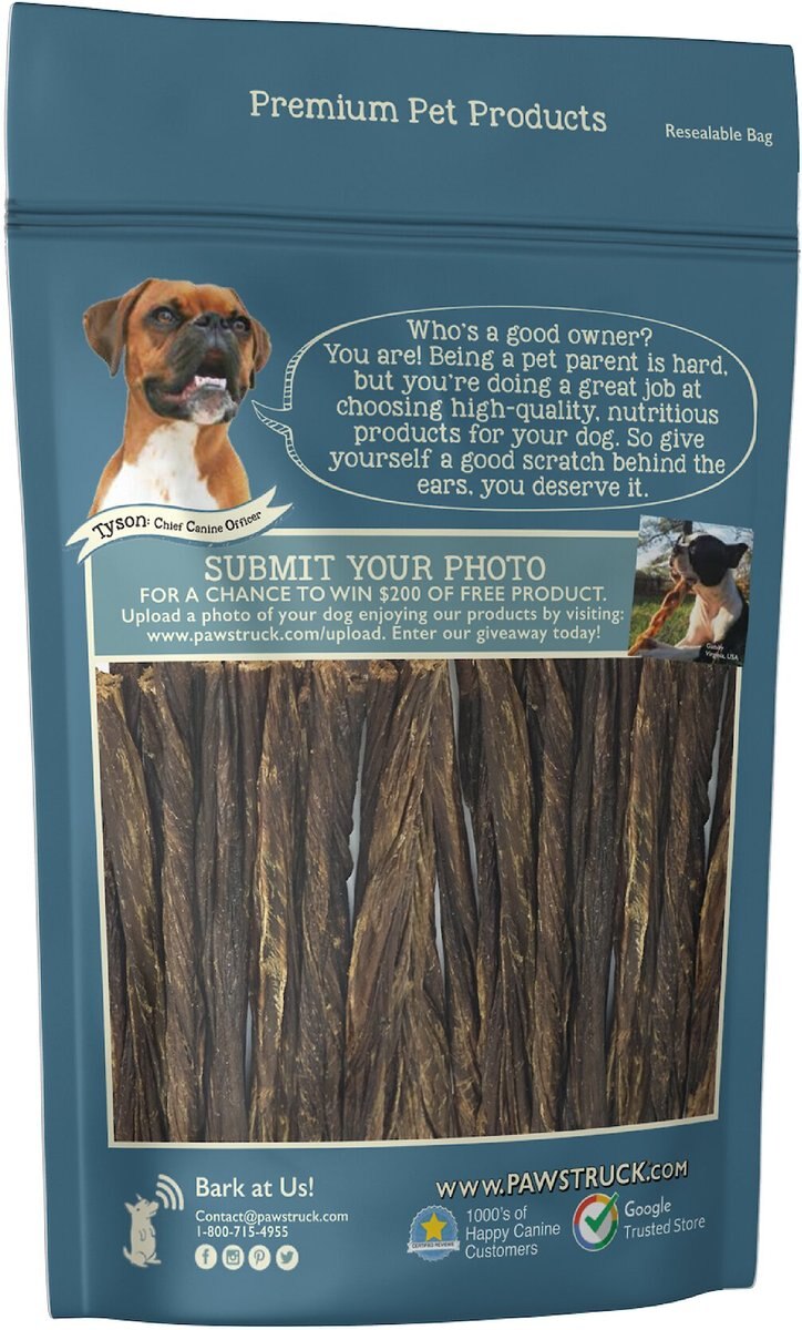 PAWSTRUCK Junior Beef Gullet Bully Sticks Dog Treats, 5in, 20 count