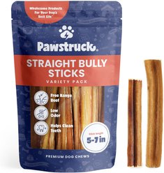 Pawstruck Straight Bully Sticks Dog Treats, 1-lb bag, 5-7 in