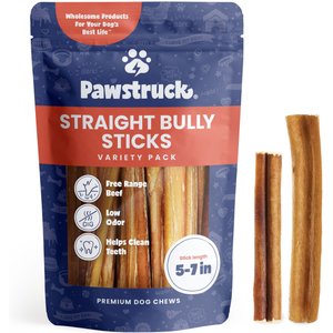 Pawstruck Straight Bully Sticks Dog Treats,1-lb bag, 5-7 in
