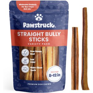Pawstruck Straight Bully Sticks Dog Treats, 1-lb bag, 8-12 in