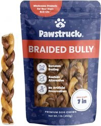 Pawstruck Braided Bully Sticks Dog Treats, 1-lb bag, 7-in