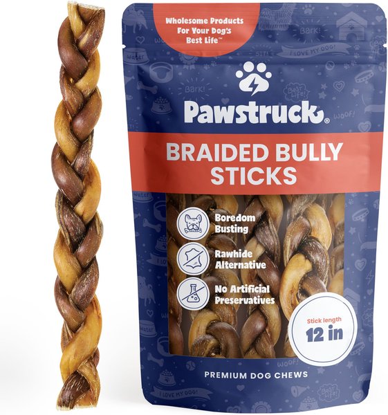 Pawstruck Braided Bully Sticks Dog Treats 1 lb bag