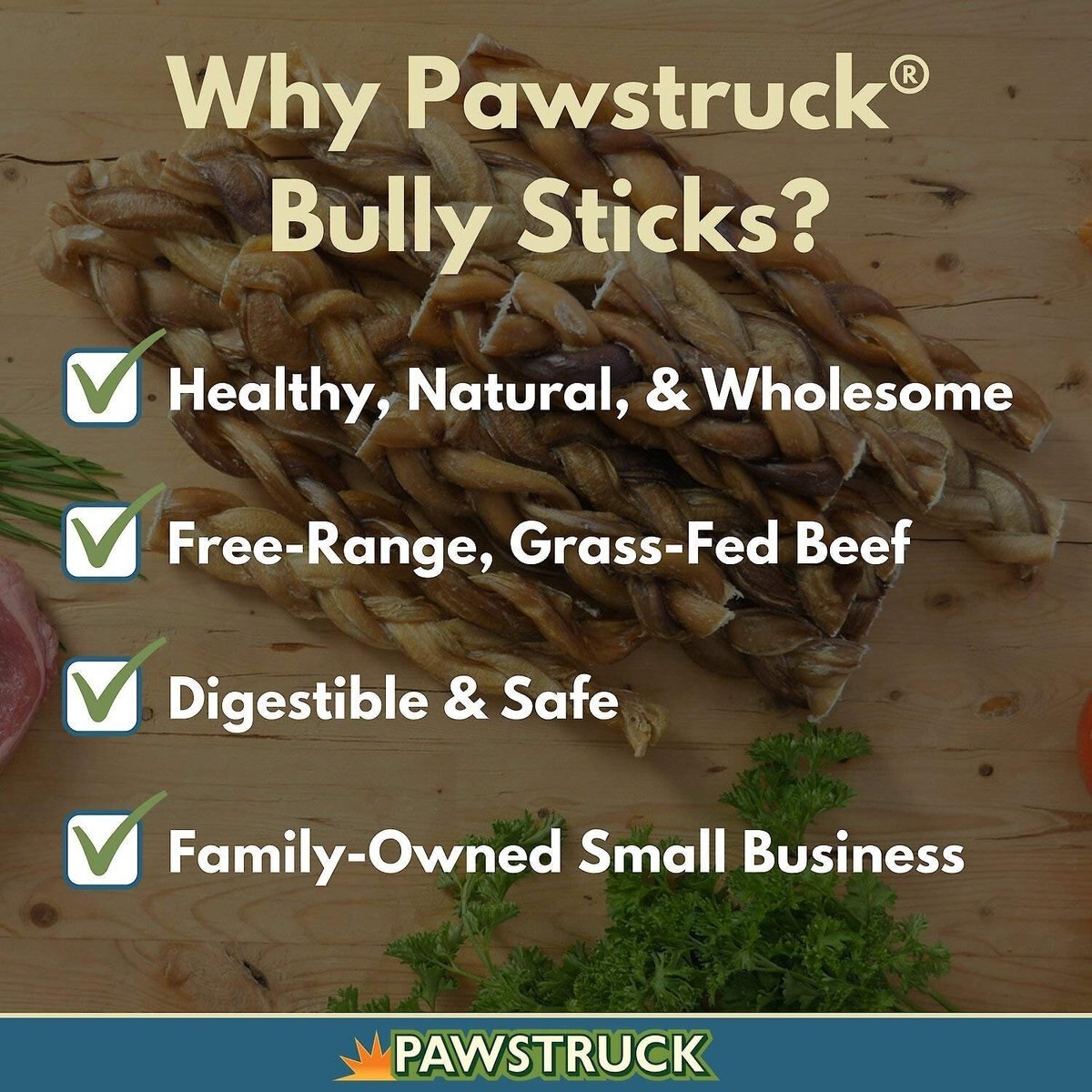PAWSTRUCK Braided Bully Sticks Dog Treats, 1lb bag, 12in