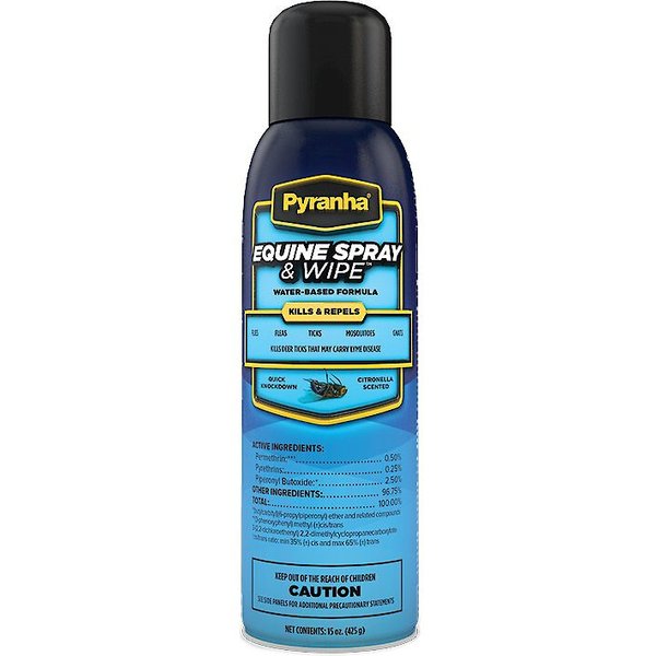 PYRANHA Equine Spray & Wipe Insect Horse Repellent, 15oz bottle