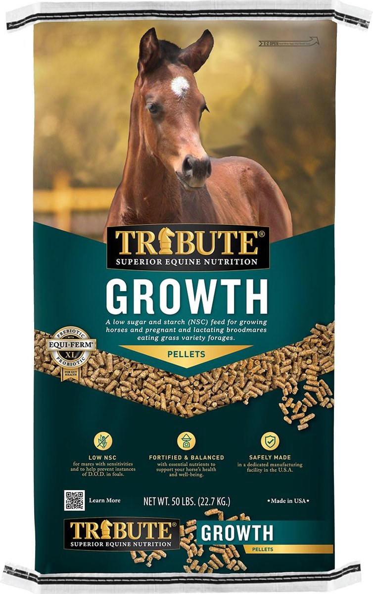 TRIBUTE EQUINE NUTRITION Growth Pellet Low-NSC, Molasses-Free Horse ...