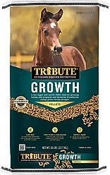 Tribute Equine Nutrition Growth Pellet Low-NSC, Molasses-Free Horse Feed, 50-lb bag