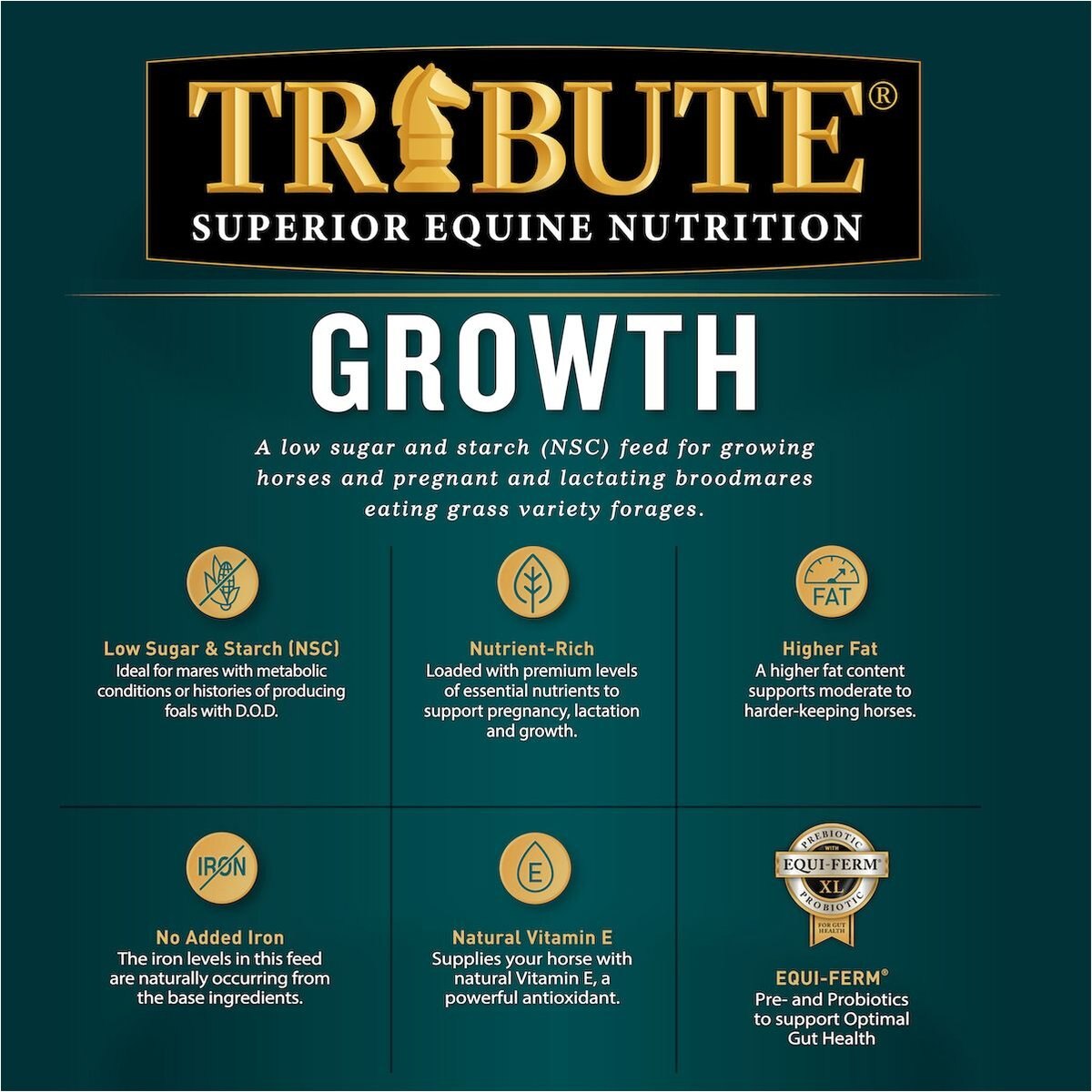 TRIBUTE EQUINE NUTRITION Growth Pellet LowNSC, MolassesFree Horse