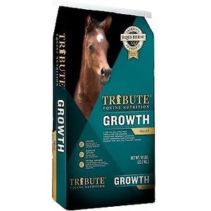 Tribute Equine Nutrition Growth Pellet Low-NSC, Molasses-Free Horse Feed, 50-lb bag