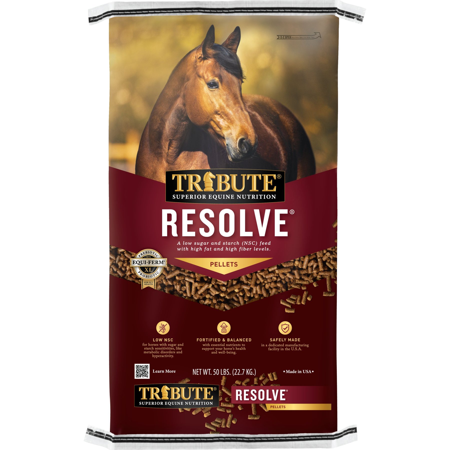 TRIBUTE EQUINE NUTRITION Resolve High Fat Horse Feed, 50lb bag