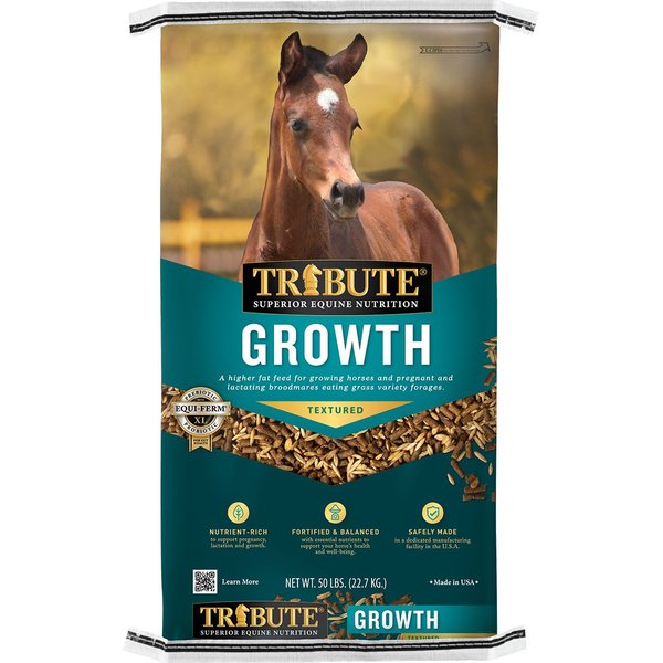 TRIBUTE EQUINE NUTRITION Growth Textured Horse Feed, 50-lb bag - Chewy.com