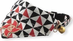 Necoichi Ninja Bandana Cotton Breakaway Cat Collar with Bell, Black, 8.2 to 13.7-in neck, 2/5-in wide slide 2 of 8