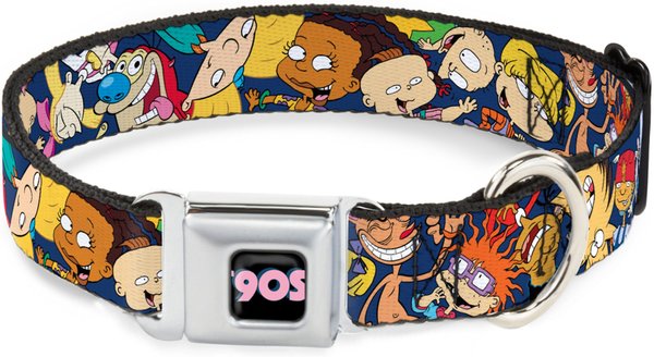 Buckle-Down Nickelodeon 90's Polyester Seatbelt Buckle Dog Collar, Medium: 11 to 17-in neck, 1-in wide slide 1 of 10