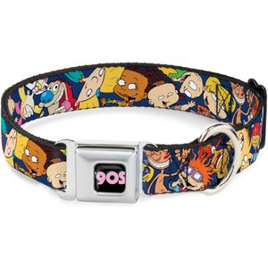 Buckle-Down Nickelodeon 90's Polyester Seatbelt Buckle Dog Collar, Medium: 11 to 17-in neck, 1-in wide