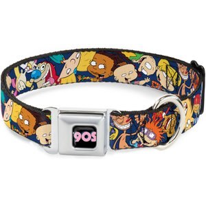 Buckle-Down Nickelodeon 90's Polyester Seatbelt Buckle Dog Collar, Large: 15 to 26-in neck, 1-in wide