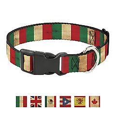 Buckle-Down Country Plastic Clip Polyester Dog Collar, Medium: 11 to 17-in neck, 1-in wide, Italy