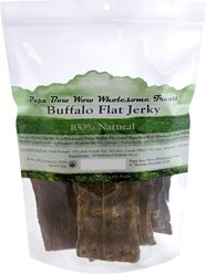Canine Caviar Papa Bow Wow 6" Buffalo Jerky Flat Dog Treats, 0.5-lb bag