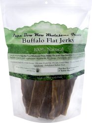 Canine Caviar Papa Bow Wow 6" Buffalo Jerky Flat Dog Treats, 1-lb bag