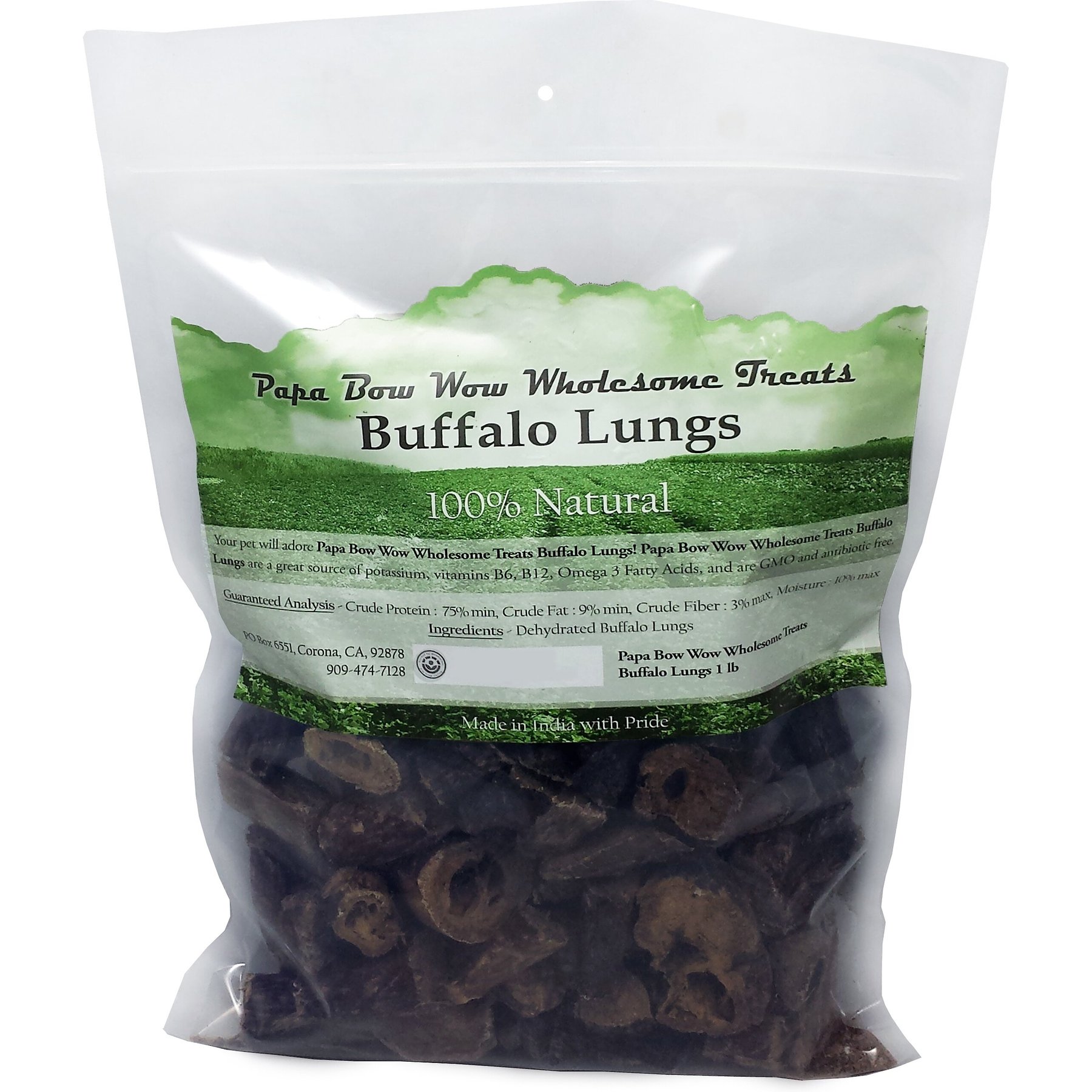 Papa Bow Wow Wholesome Treats Buffalo Lungs Dog Treats, 1-lb bag